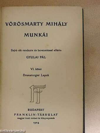 Vörösmarty Mihály munkái VI.