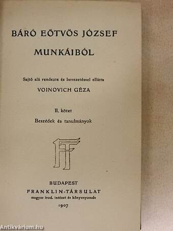 Báró Eötvös József munkáiból II.