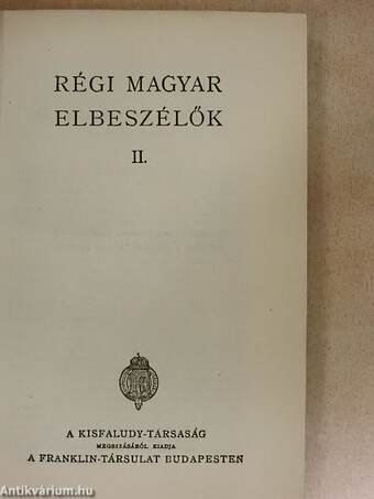 Régi magyar elbeszélők II.