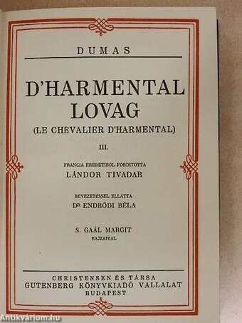 D'Harmental lovag I-III./Olifus apó házasságai