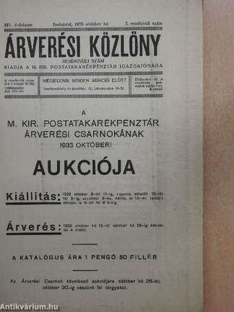 Árverési Közlöny 1933. október