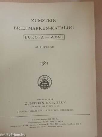 Zumstein Briefmarken-Katalog - West Europa/Ost Europa 1981