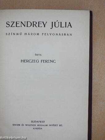 Szendrey Júlia/Kilenc egyfelvonásos