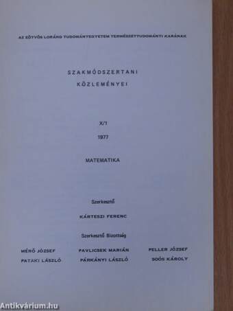 Az Eötvös Loránd Tudományegyetem Természettudományi Karának szakmódszertani közleményei X/1.