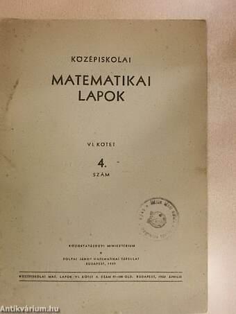 Középiskolai matematikai lapok 1953. évi 4. szám