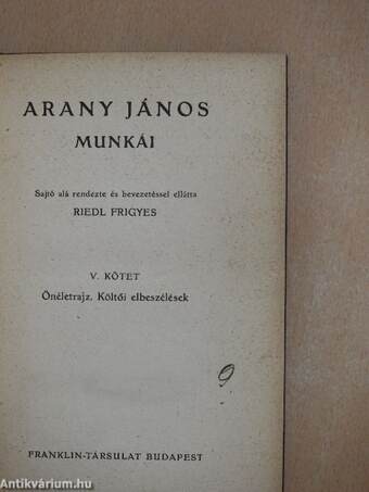 Arany János munkái V.