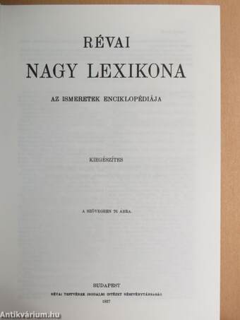 Révai nagy lexikona - Kiegészítés I.