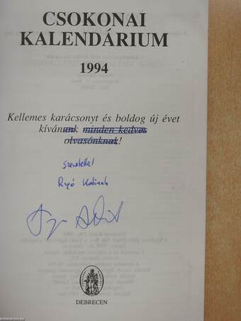 Csokonai kalendárium 1994 (dedikált példány)