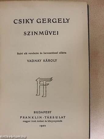 Csiky Gergely szinművei