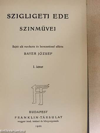 Szigligeti Ede szinművei I. (töredék)