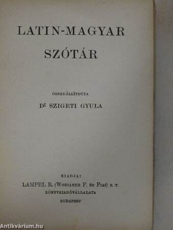 Latin-magyar szótár