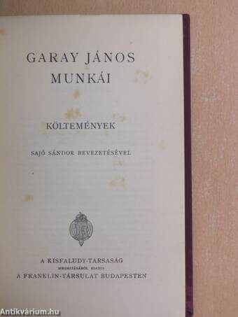 Garay János munkái