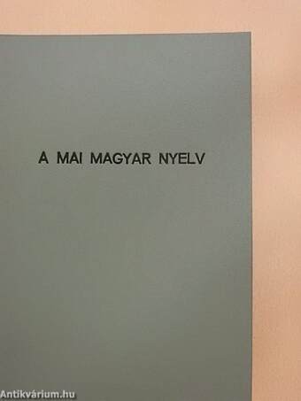 A mai magyar nyelv