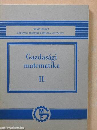 Gazdasági matematika II.