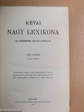 Révai nagy lexikona 13. (töredék)