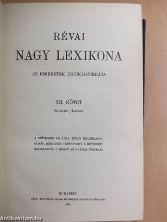 Révai nagy lexikona 12. (töredék)