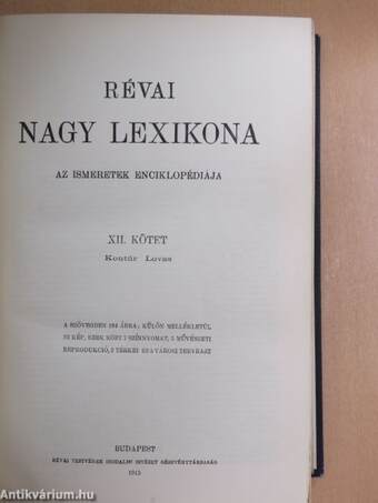 Révai nagy lexikona 12. (töredék)