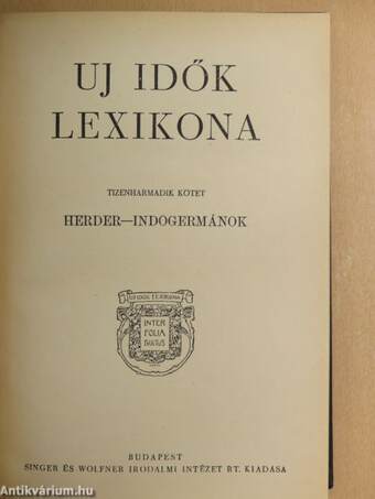 Uj idők lexikona 13. (töredék)