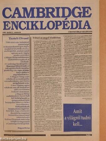 Cambridge enciklopédia 1992. április-december/Függelék + 8 tábla színes képmelléklet