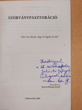 Szórványpasztoráció (dedikált példány)