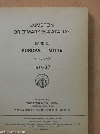 Zumstein Briefmarken-katalog - Mitte Europa 1986/87