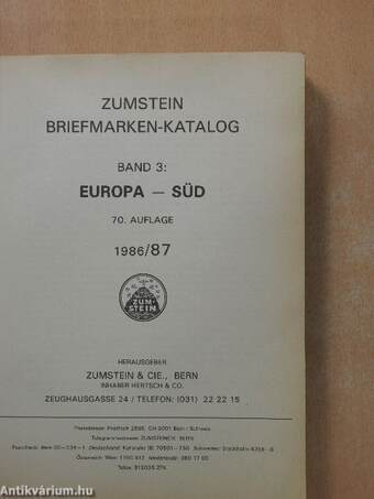 Zumstein Briefmarken-katalog - Süd Europa 1986/87