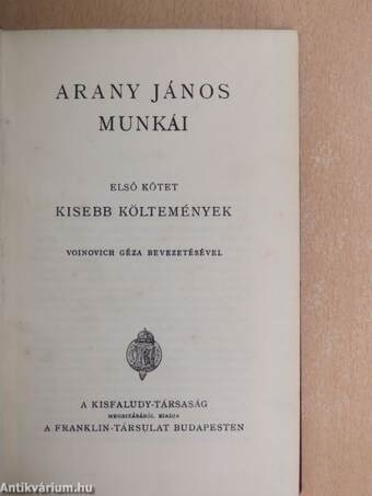 Arany János munkái I.