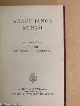 Arany János munkái IV.