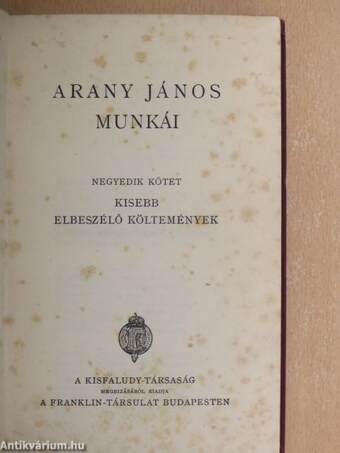 Arany János munkái IV.