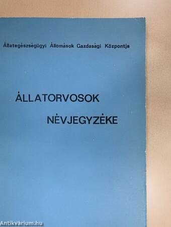 Állatorvosok névjegyzéke 1971.