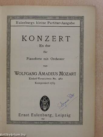 Konzert Es dur für Pianoforte mit Orchester (Solymos Péter könyvtárából)