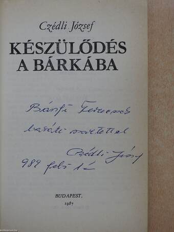 Készülődés a bárkába (dedikált példány)