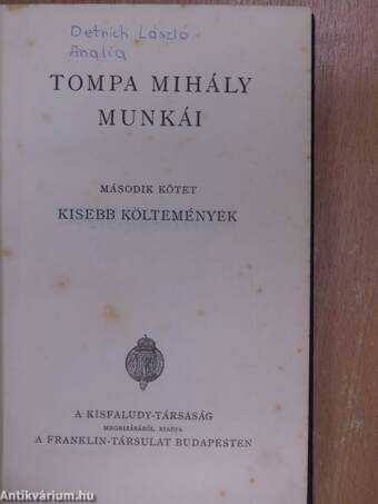 Tompa Mihály munkái II.