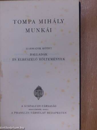 Tompa Mihály munkái III.