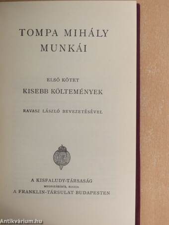 Tompa Mihály munkái I-III.