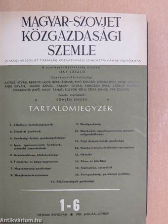 Magyar-szovjet közgazdasági szemle 1953/I. január-június