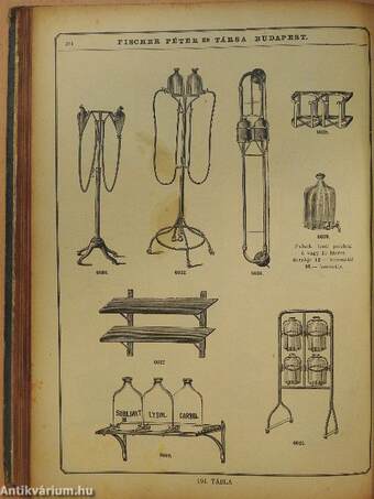 Fischer Péter és Társa orvos-sebészi műszerek, testegyenesitő gépek, villámos-gépek, betegápoláshoz való eszközök és készülékek stb. gyártmányainak képes-árjegyzéke (rossz állapotú)