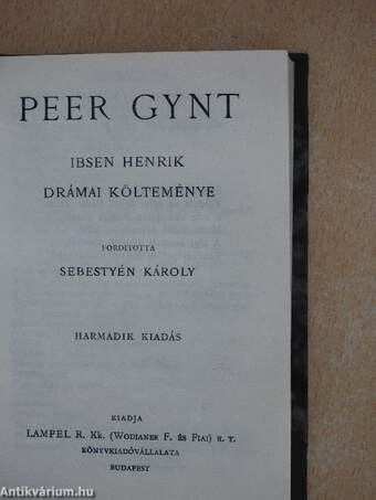 Csók/Arany János válogatott balladái/Peer Gynt