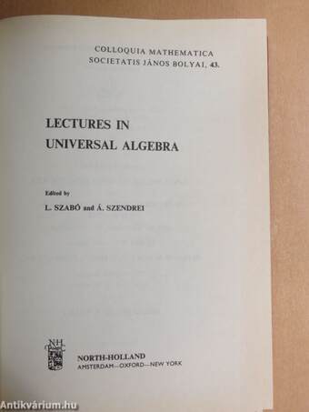 Lectures in Universal Algebra