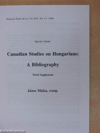 Hungarian Studies Review Spring-Fall, 1998