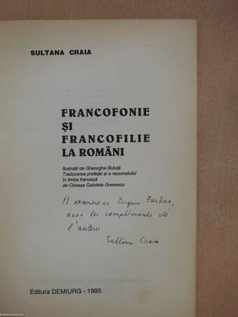 Francofonie si francofilie la Románi (dedikált példány)