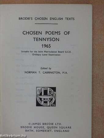 Chosen Poems of Tennyson