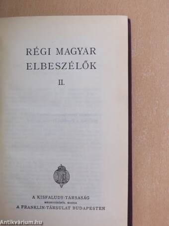 Régi magyar elbeszélők II.