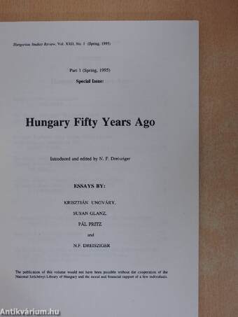 Hungarian Studies Review Spring-Fall, 1995