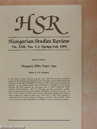 Hungarian Studies Review Spring-Fall, 1995