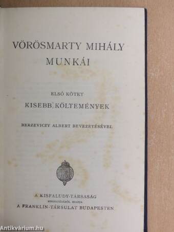 Vörösmarty Mihály munkái I.