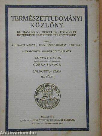 Természettudományi Közlöny 1924. július-augusztus