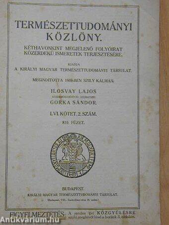 Természettudományi Közlöny 1924. március-április