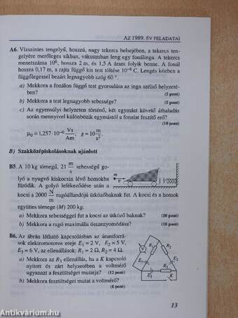 Írásbeli érettségi-felvételi feladatok fizikából '89-93