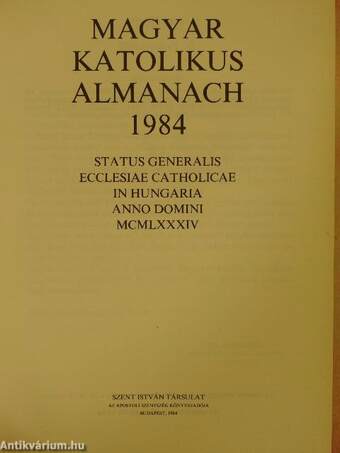 Magyar katolikus Almanach 1984